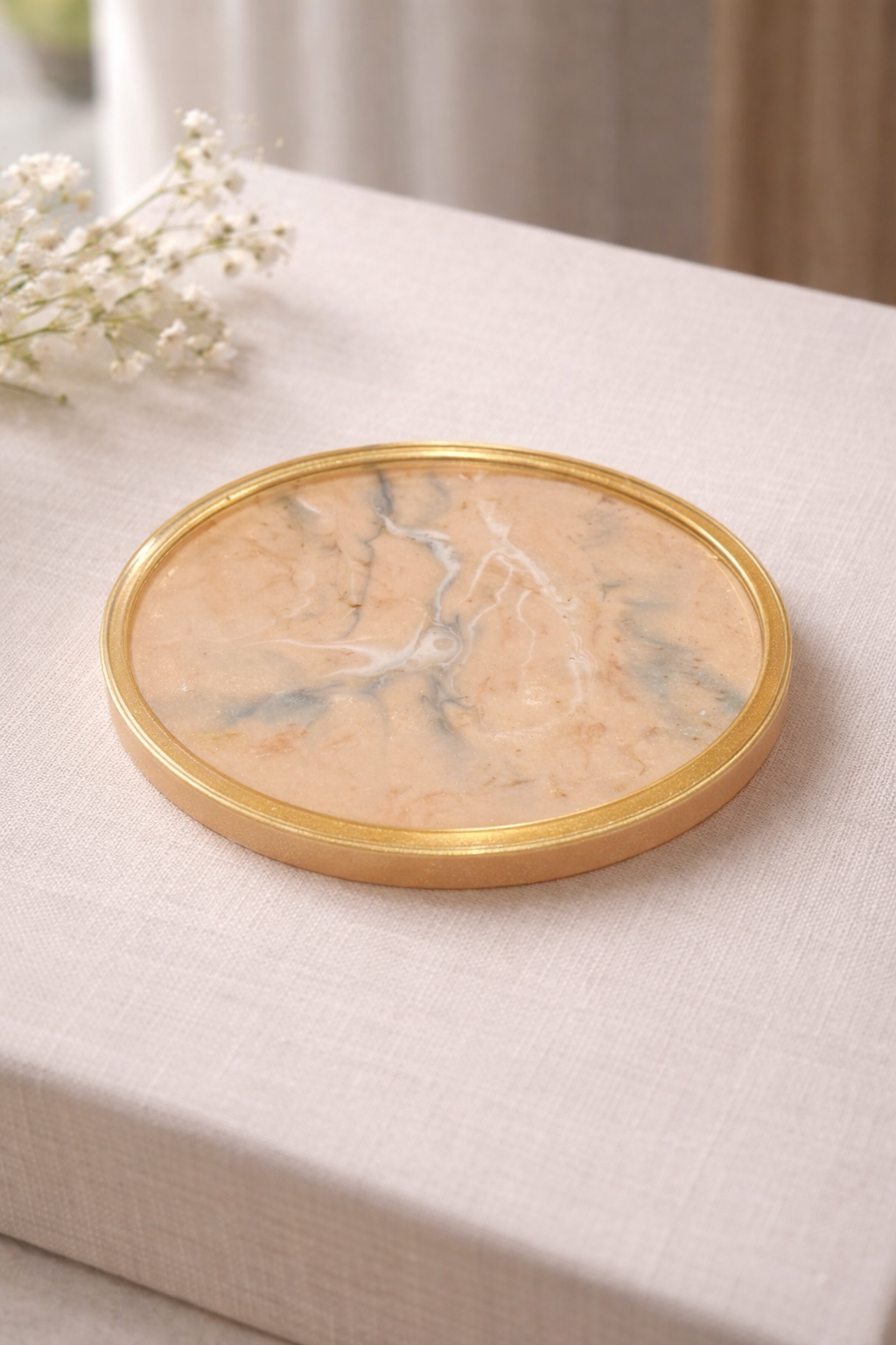 Handmade Resin Coaster – Abstract Neutral Tones | One-of-a-Kind Studio Piece
